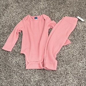 Old Navy Pink Textured Baby Onesie